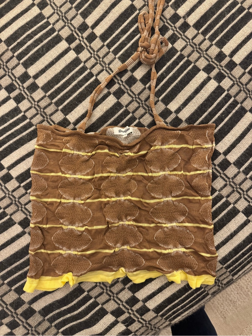 Gimaguas Brown and Yellow Knit Tote Bag